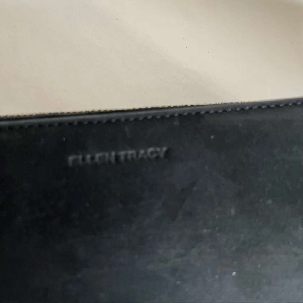 Ellen Tracy Clutch Bag Black Suede Pouch Purse Evening Zipper Red Lining Small
